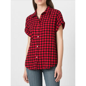 American Eagle Shirt Size S Red Black Plaid Button Front Casual Outdoorsy